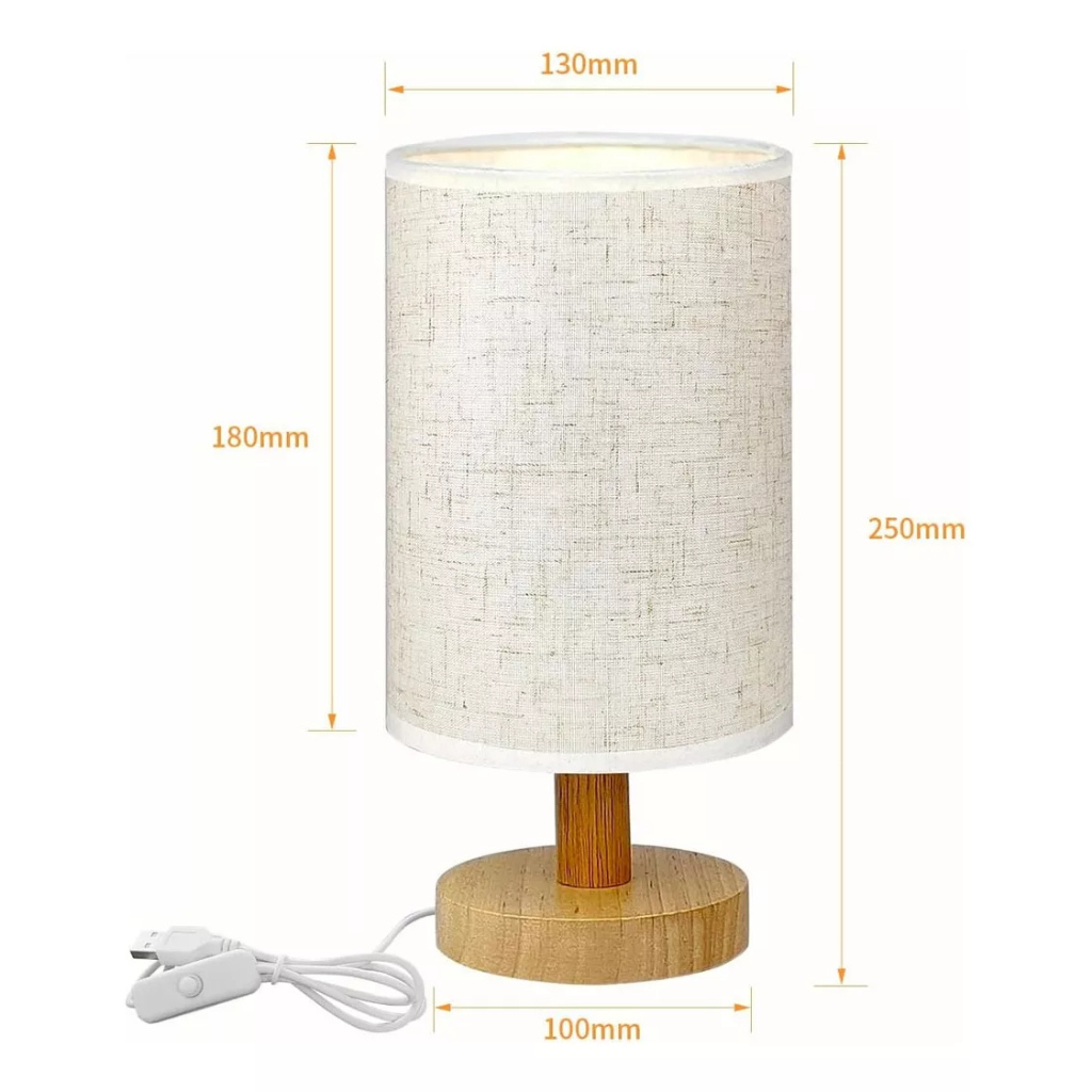 Luminária Para Quarto em Madeira e Linho